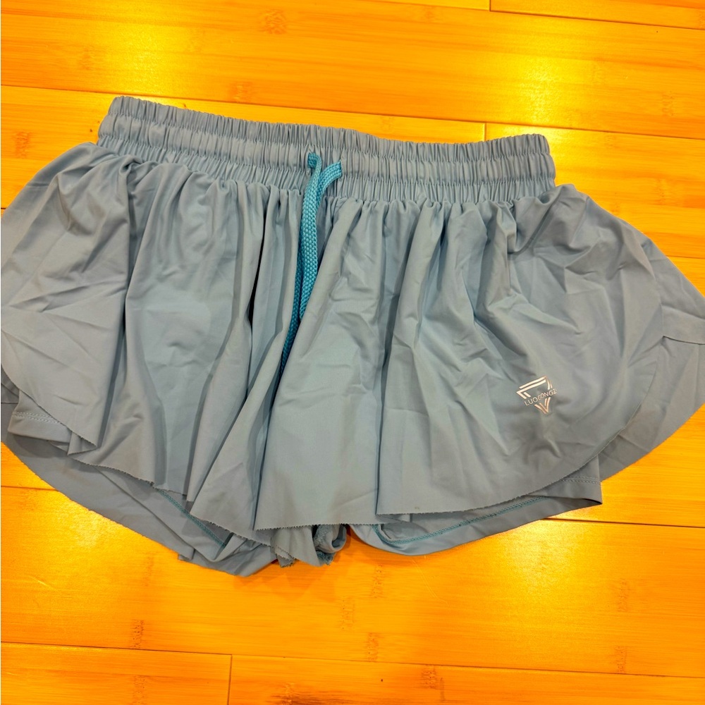 Blue Athletic Flowy Shorts